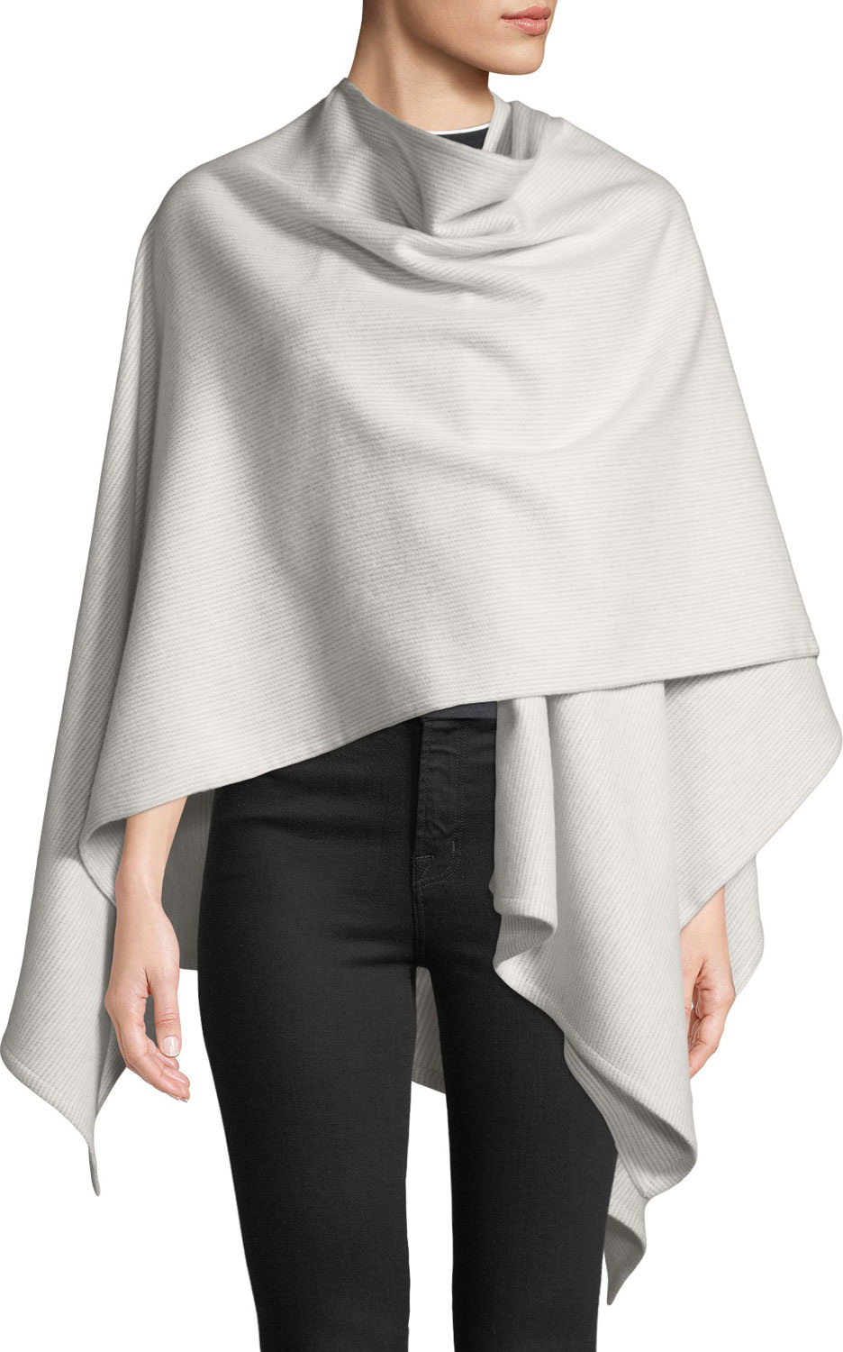 Rag & Bone Skinny-Stripe Wool Wrap Poncho