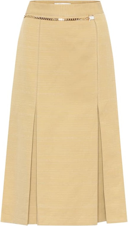 Victoria Beckham Belted linen and cotton midi skirt