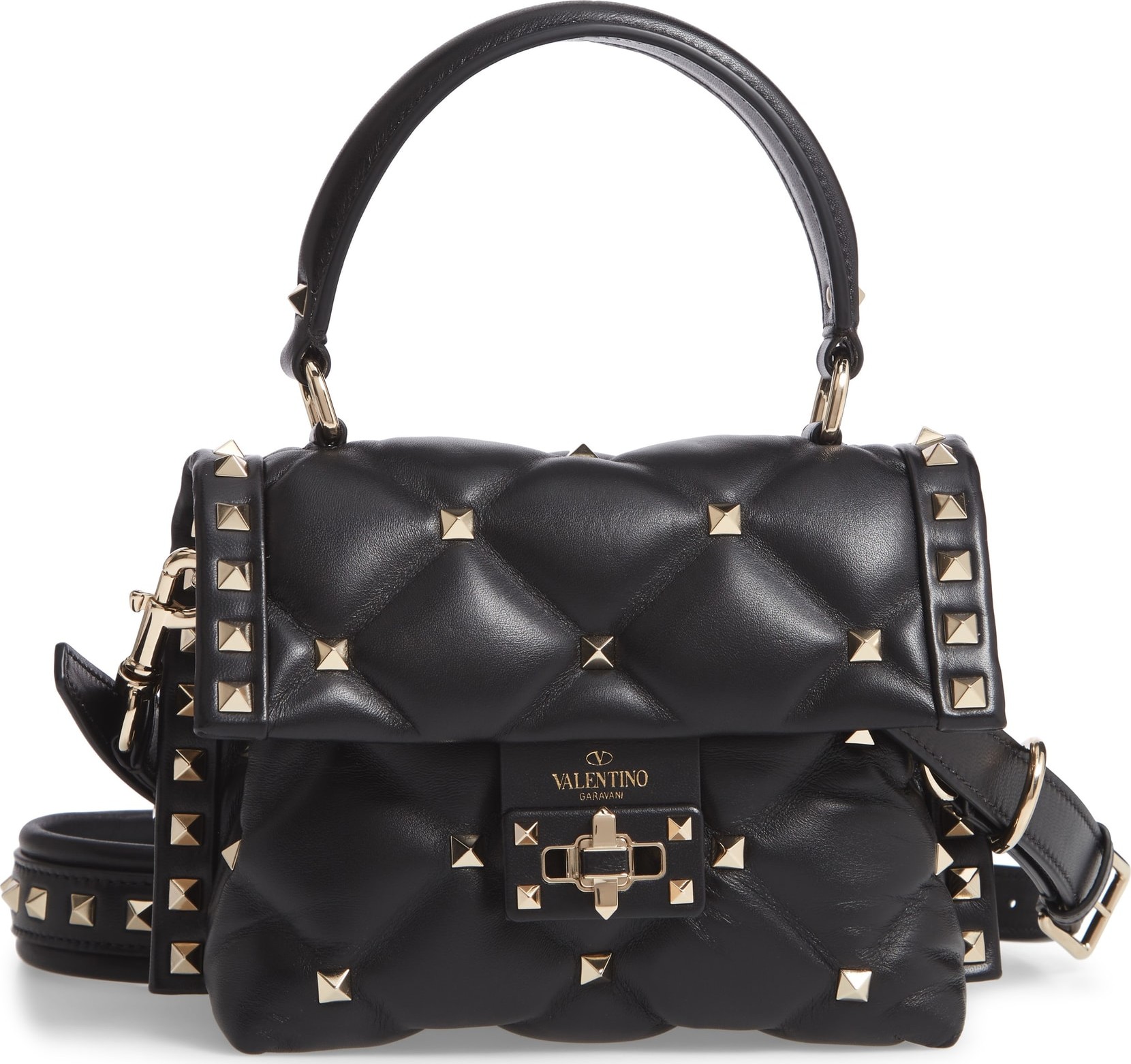 Valentino Mini Candystud Top Handle Leather Satchel