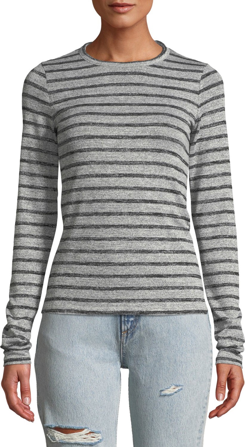 Rag & Bone Striped Slim Long-Sleeve Crewneck Top