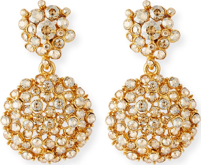 Oscar De La Renta Jeweled Flower Drop Earrings