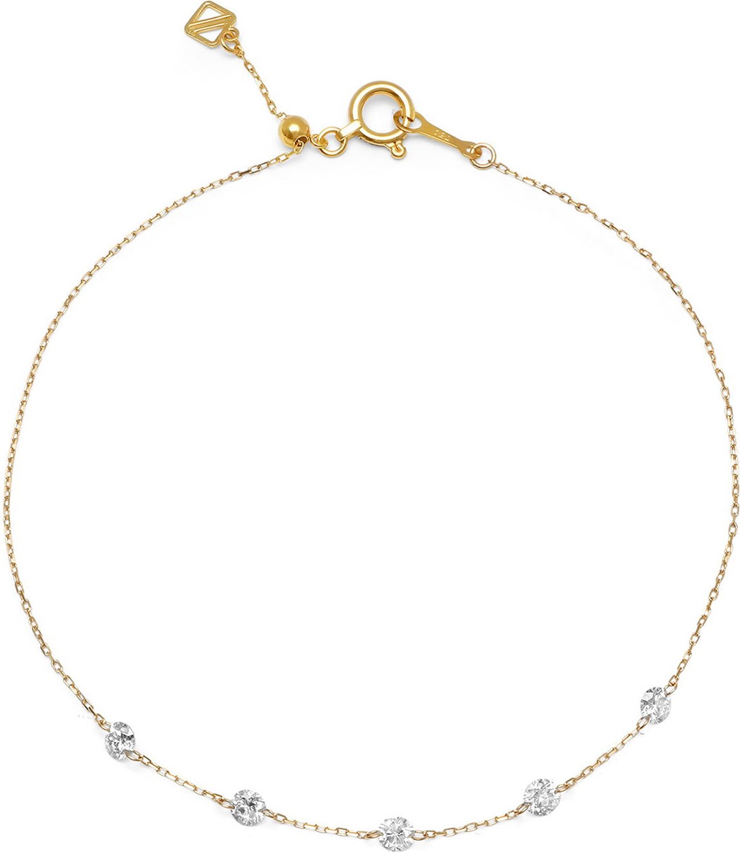 Nicha Jewelry 18k Delicate Floating 5-Diamond Bracelet