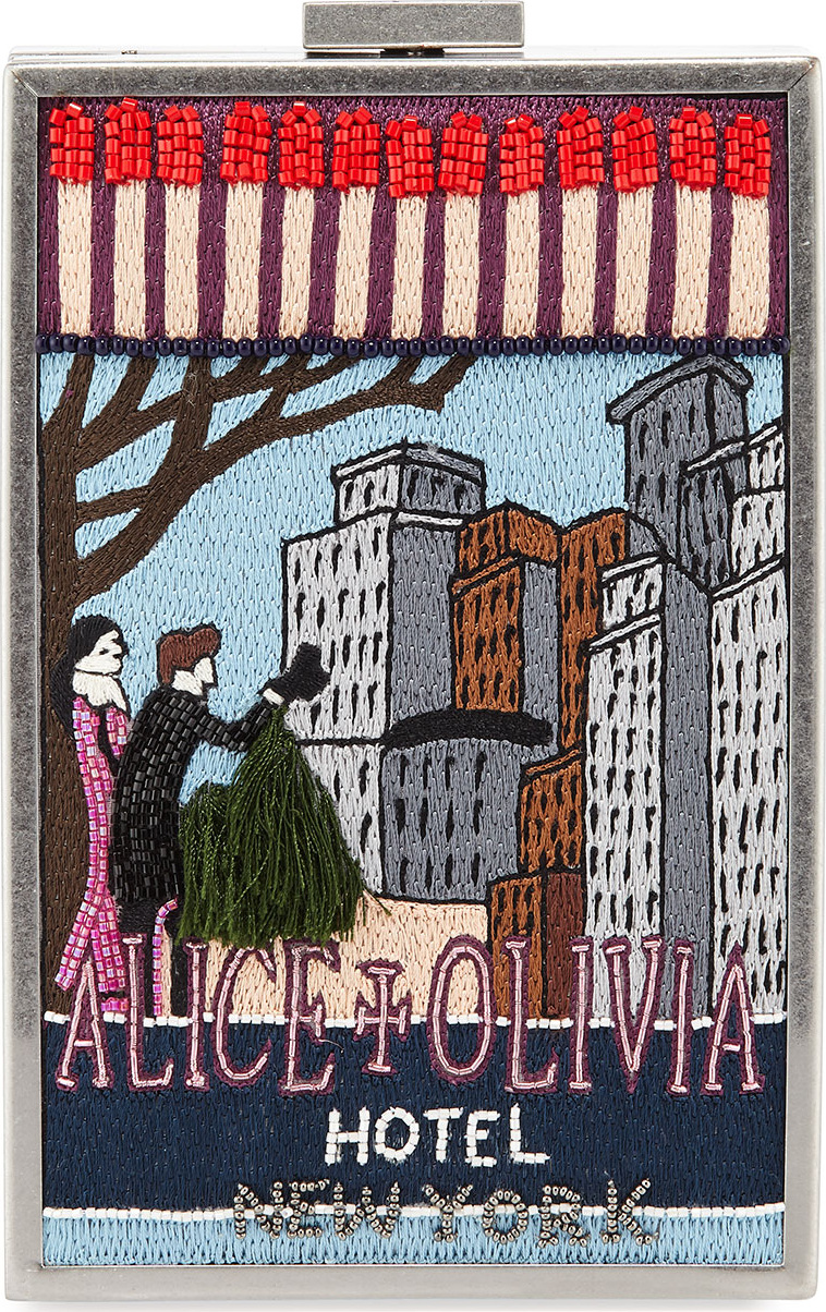 Alice + Olivia Sophia Beaded Hotel Graphic Matchbox Clutch Bag