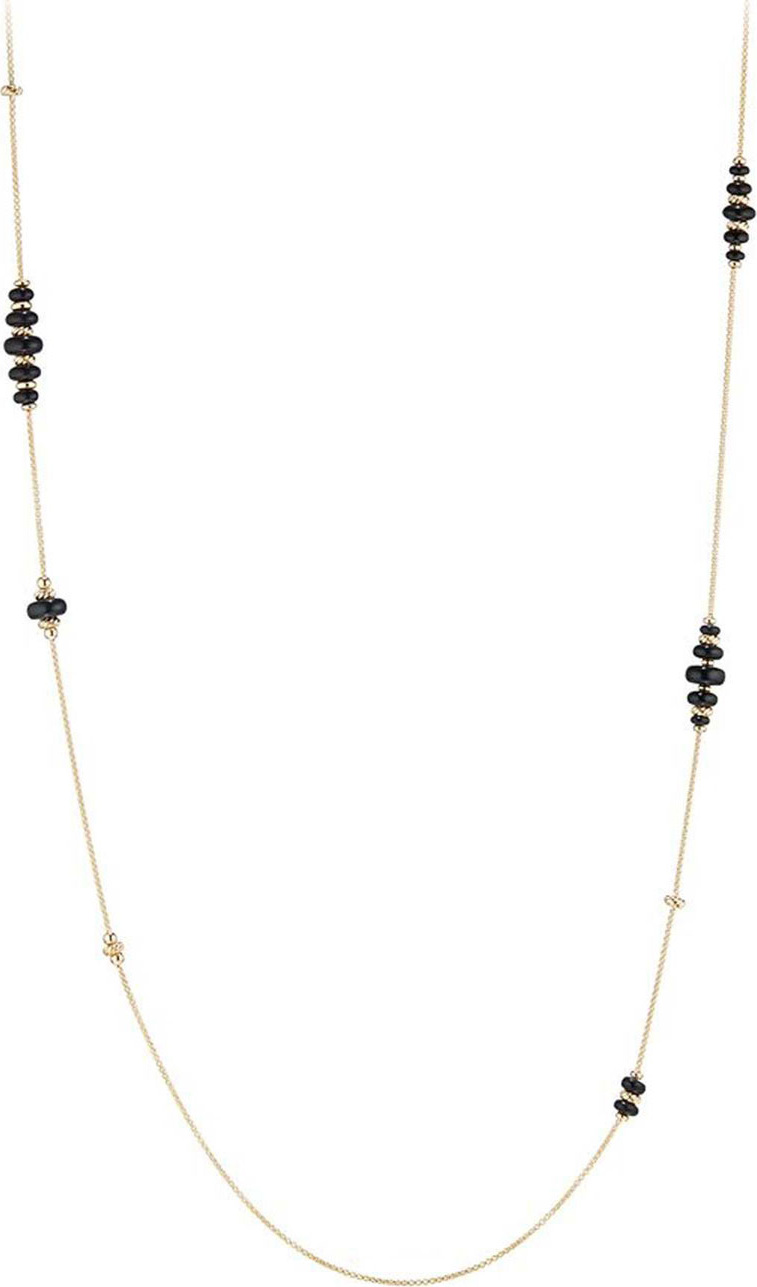 David Yurman 18k Gold Rio Rondelle Station Necklace in Black Onyx, 36"
