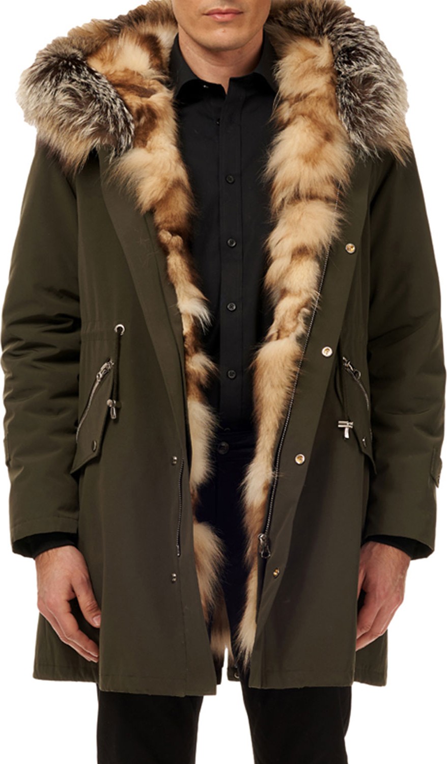 Gorski Men's Fox-Lined Parka Coat w/ Detachable Hood Gorski Men's Fox-Lined Parka Coat w/ Detachable Hood