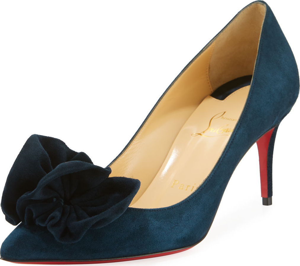 Christian Louboutin Anemosia Suede Bow Red Sole Pumps