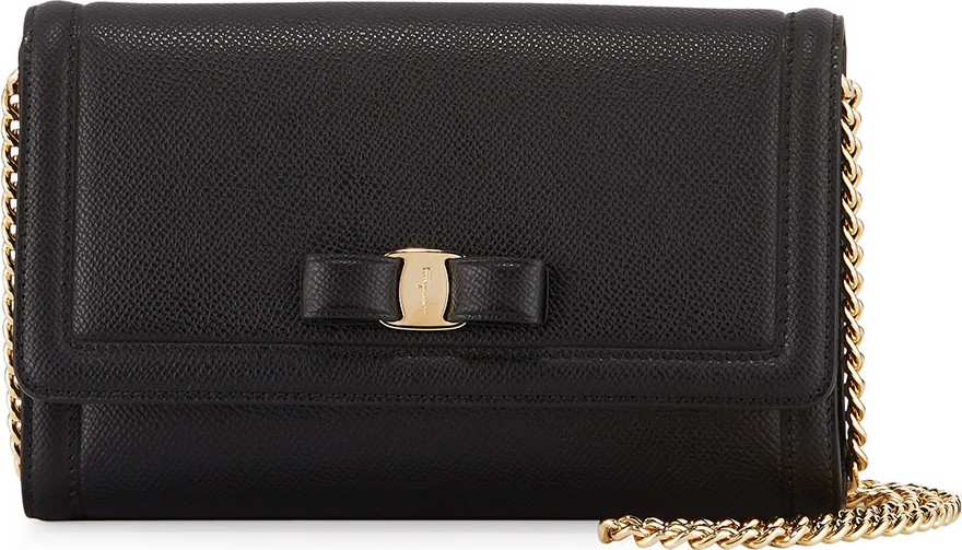 Salvatore Ferragamo Vara Mini Saffiano Crossbody Bag, Black