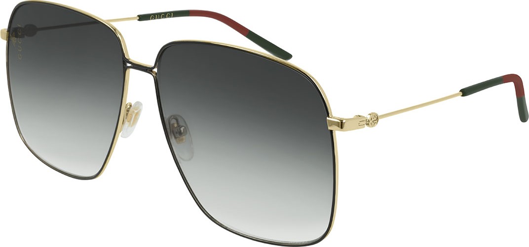 Gucci Square Metal Sunglasses w/ Web Ear Tips
