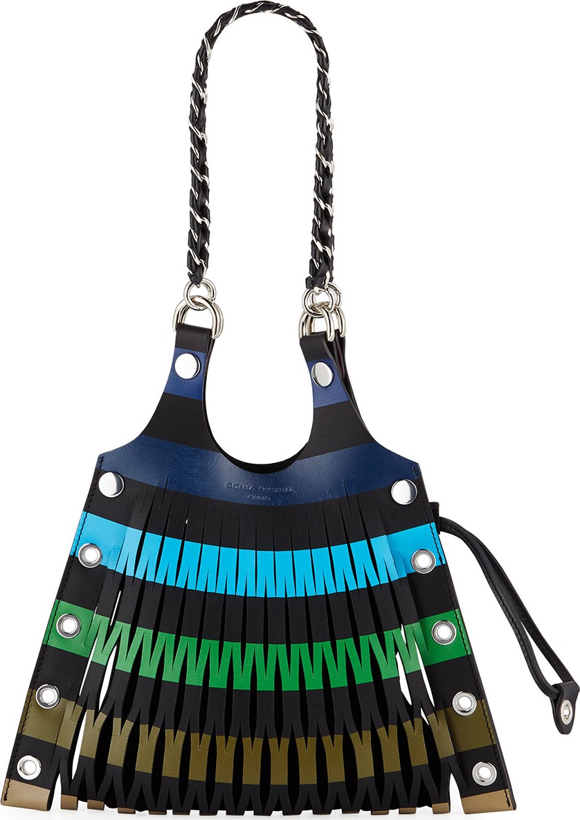 Sonia Rykiel Striped Leather Net Mini Tote Bag
