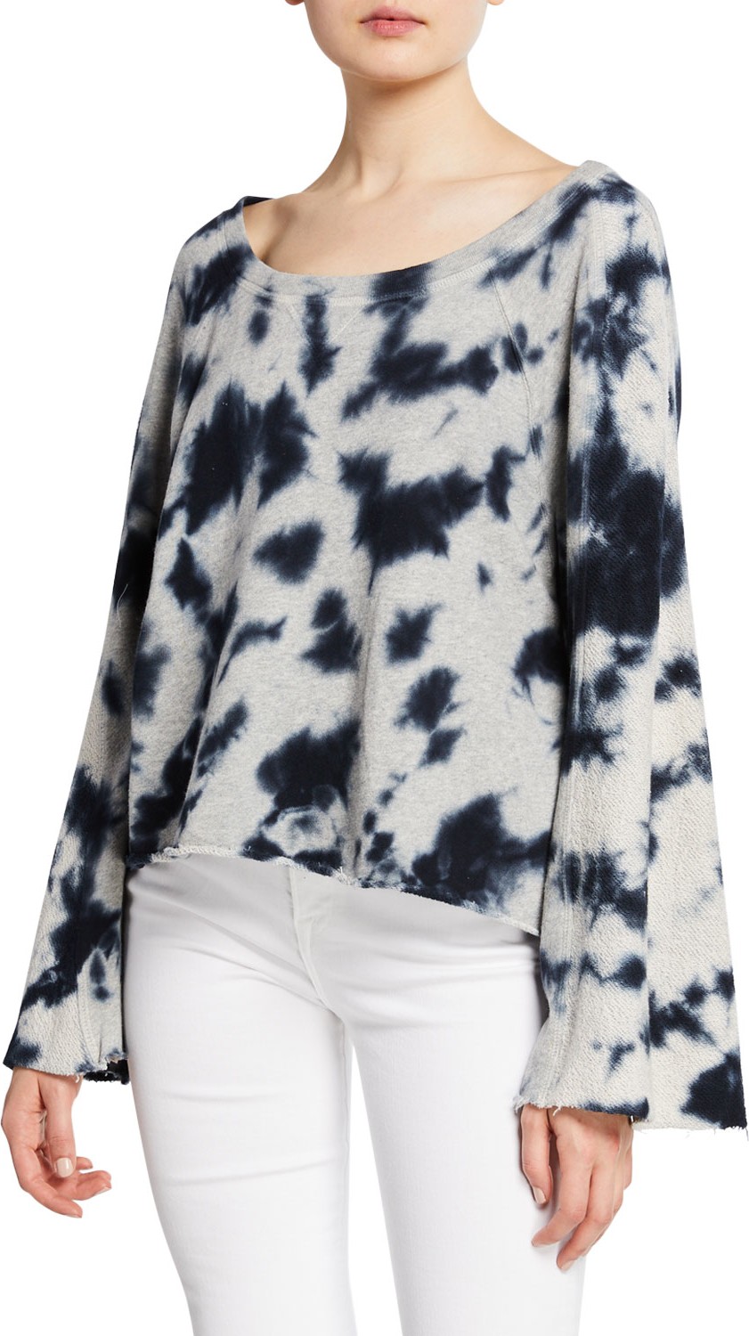 Splendid Tie-Dye Flare-Sleeve Cotton Pullover Sweater