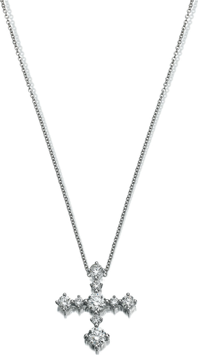 Maria Canale Diamond Cross Pendant Necklace in 18K White Gold