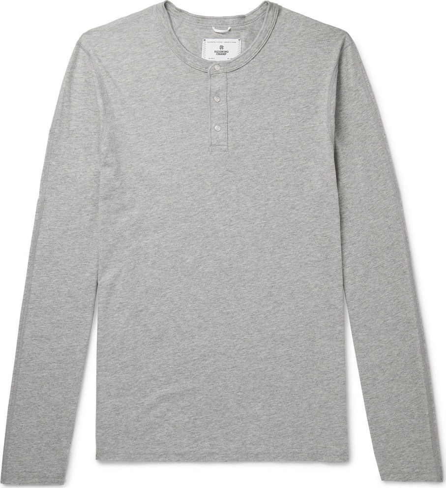 REIGNING CHAMP Cotton-Jersey Henley T-Shirt