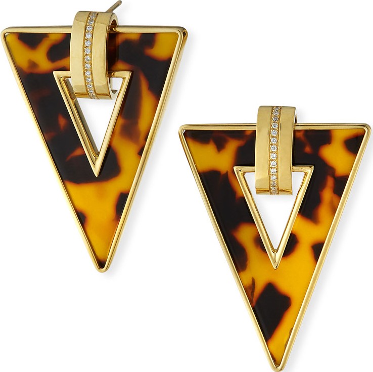 Miseno Limited Edition 18k Animal-Print Triangle Earrings w/ Diamonds