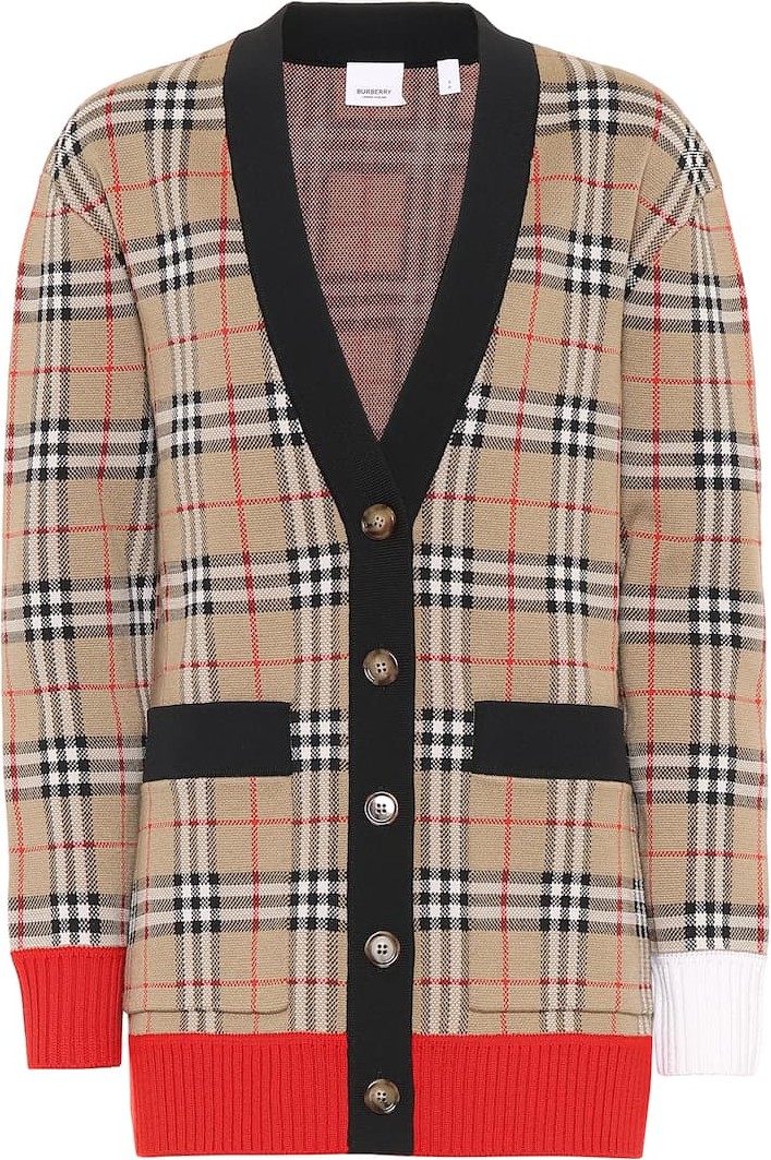 Burberry London England Checked wool-blend cardigan