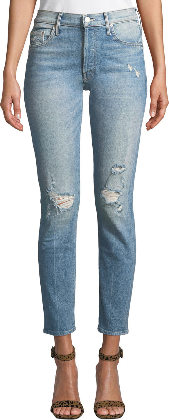 MOTHER The Stinger Flood Distressed Ankle Skinny Jeans