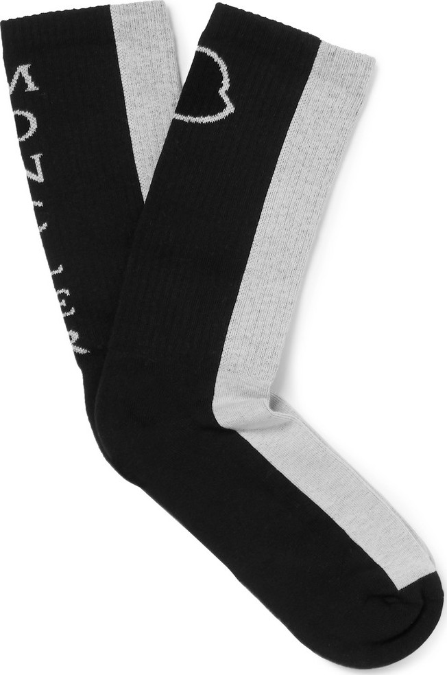 Moncler Colour-Block Ribbed Stretch Cotton-Blend Socks