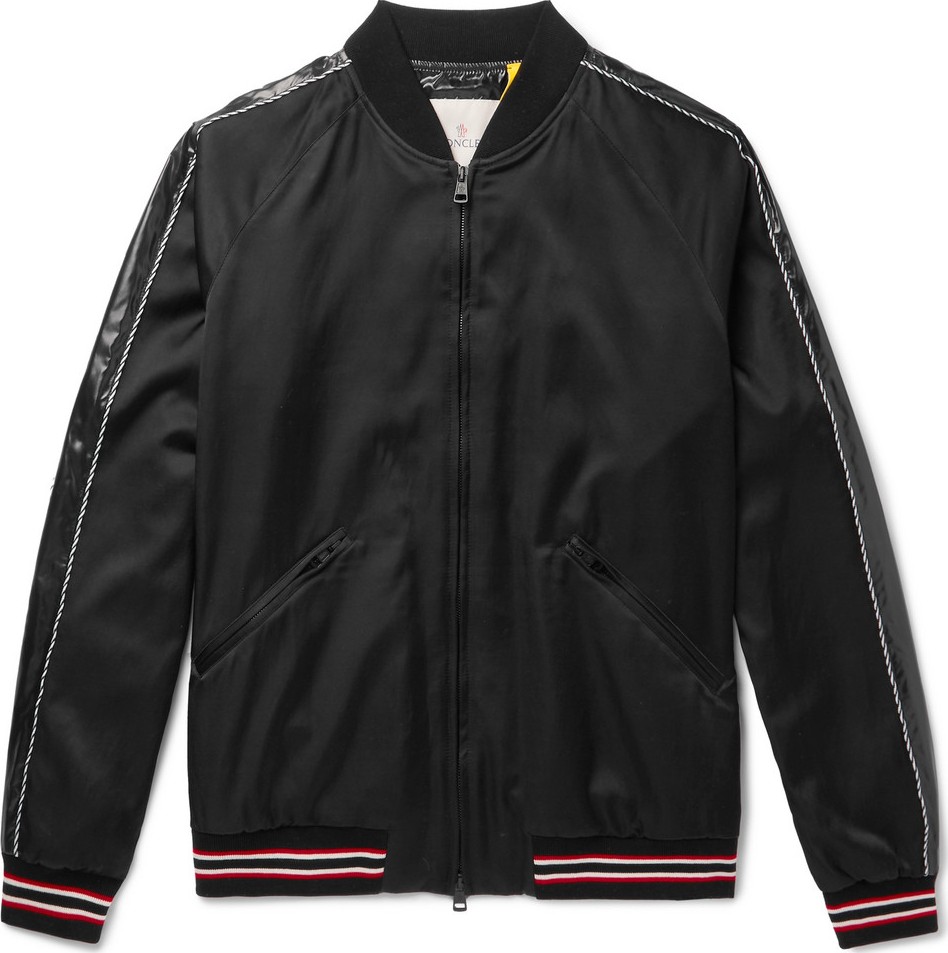 Moncler Genius 7 Moncler Fragment Striped Embroidered Satin-Jersey Bomber Jacket