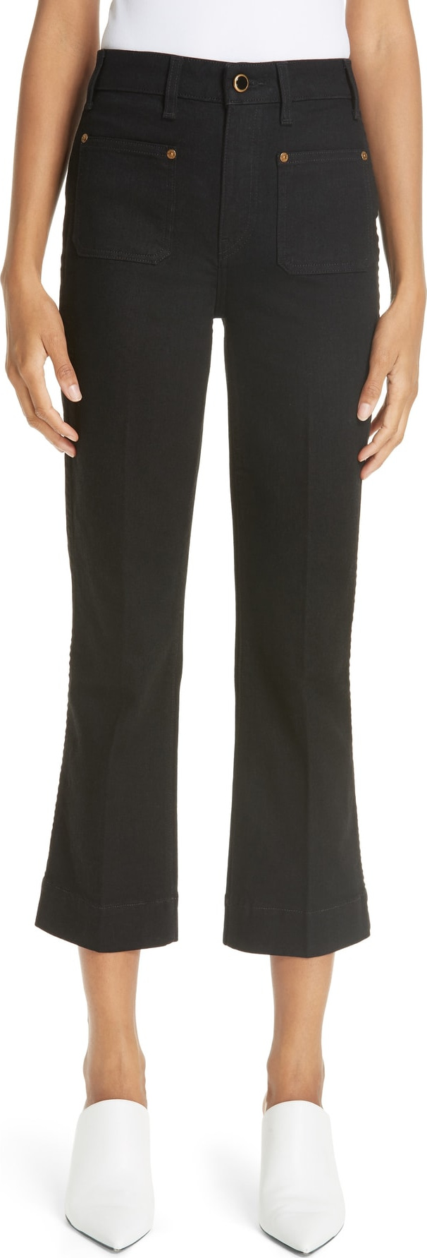 Khaite Patch Pocket Crop Flare Jeans