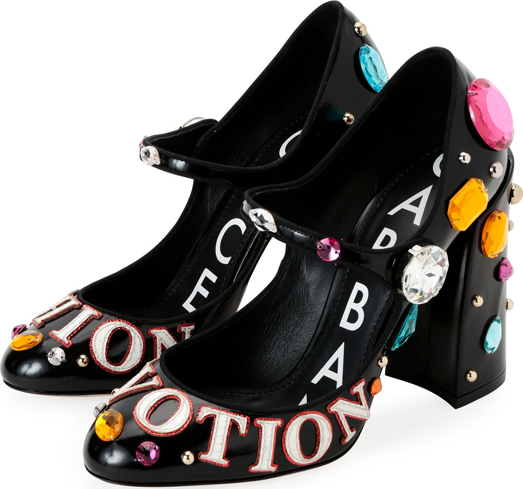 Dolce & Gabbana "Fashion Devotion" Embellished Leather Mary Jane Pump
