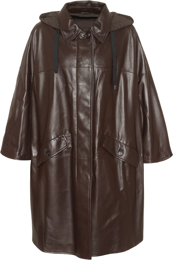 Brunello Cucinelli Hooded leather coat
