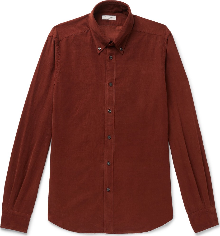 Boglioli Slim-Fit Button-Down Collar Cotton-Corduroy Shirt