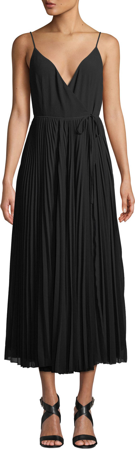 Aijek Vida Pleated Wrap Maxi Dress