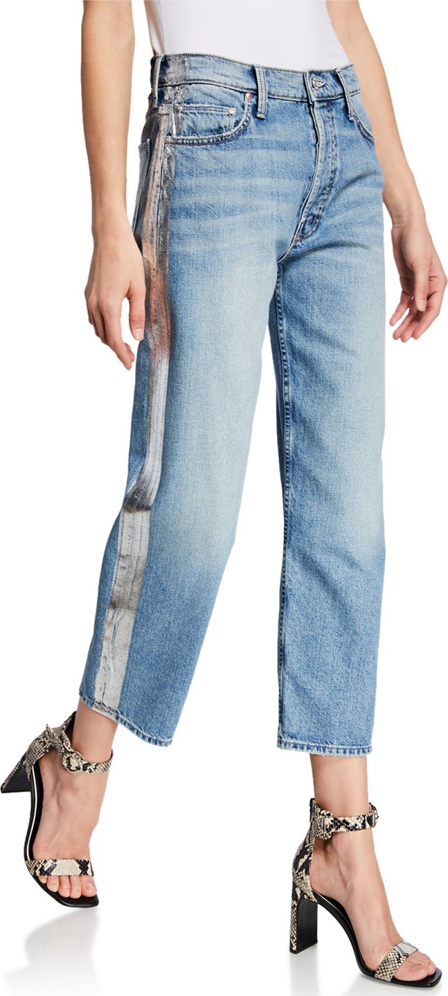 MOTHER Thrasher Wide-Leg Jeans with Side Stripe