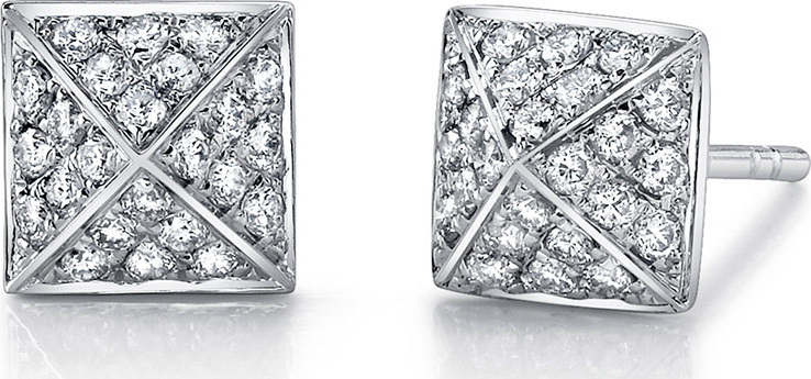 Anita Ko 18k White Gold Pyramid Diamond Stud Earrings