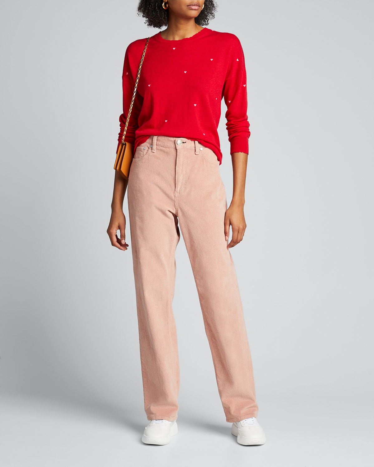 SUNDRY Little Hearts Scalloped Wool-Cashmere Sweater