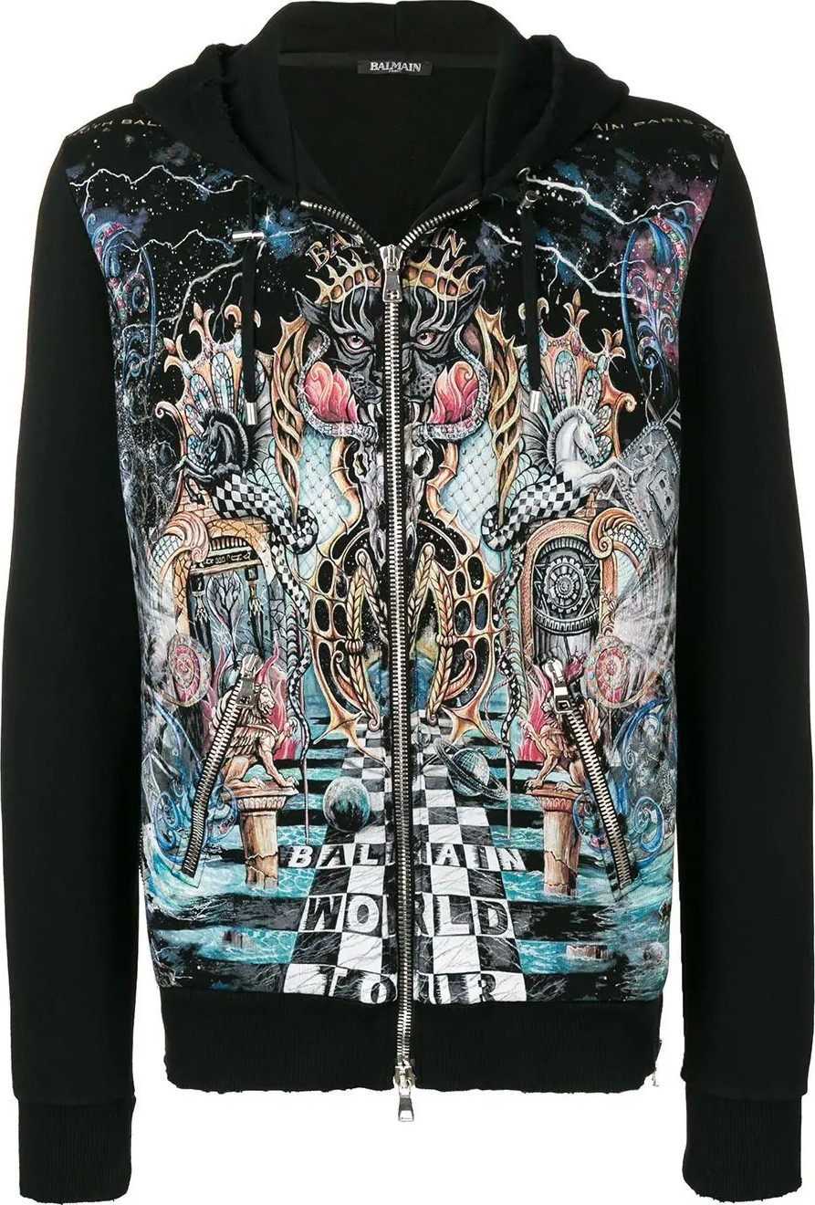 Balmain Graphic zip-up hoodie