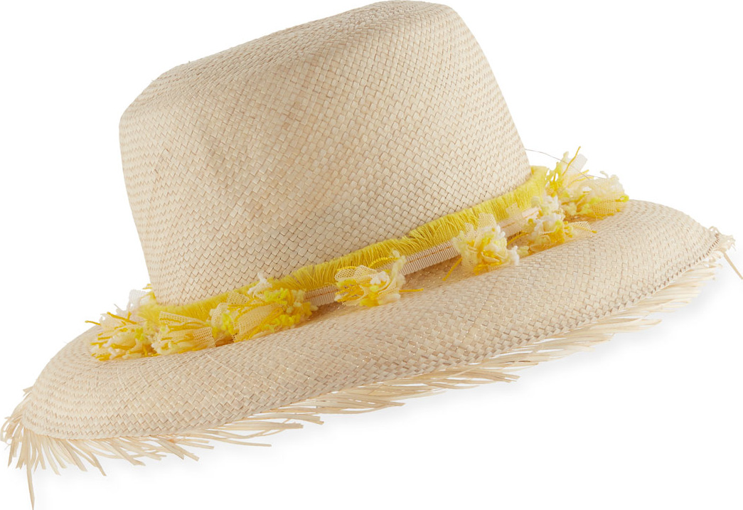 Yestadt Millinery Playa Woven Straw Hat w/ Tassel Trim
