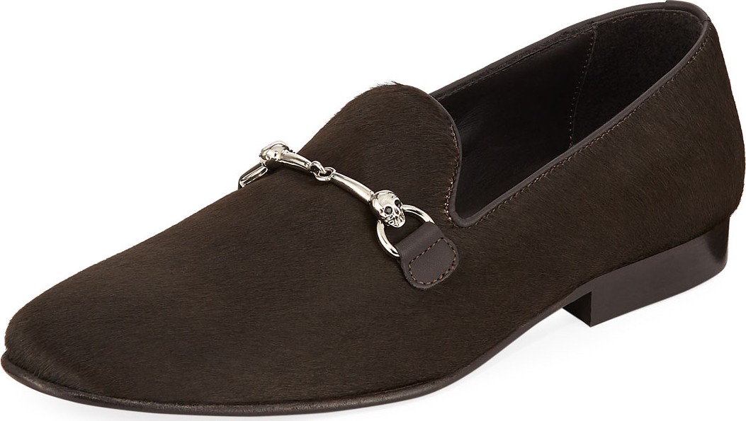 Donald J Pliner Men's Privato Calf Hair Skull-Bit Slip-On Loafers