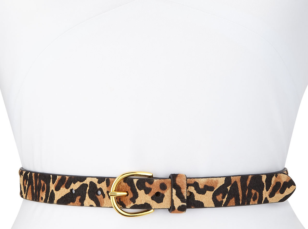 FRAME DENIM Skinny Cheetah Leather Belt