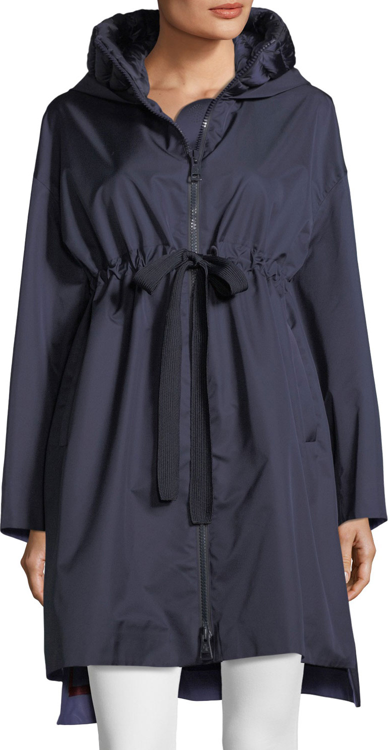 Moncler Aigue Self-Tie Trench Coat w/ Hood