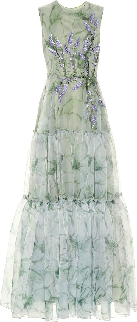 Costarellos Embroidered organza gown