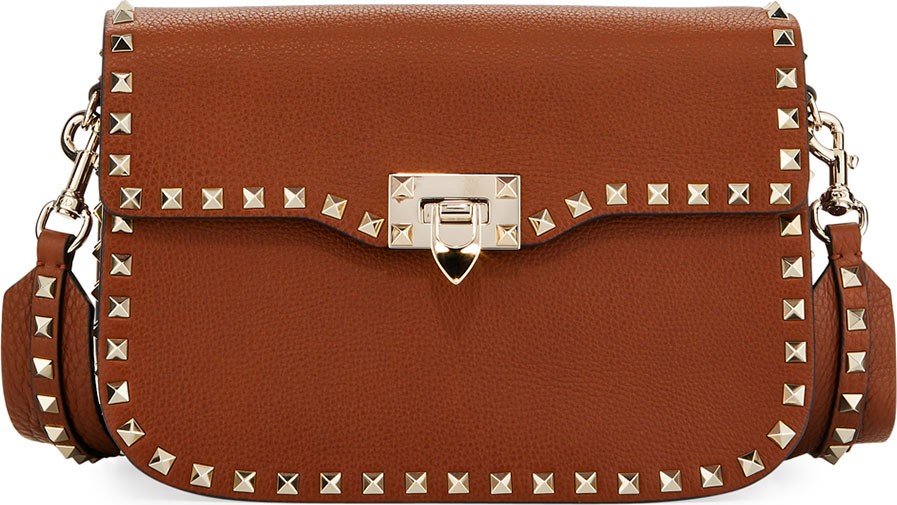 Valentino Rockstud Medium Leather Saddle Shoulder Bag