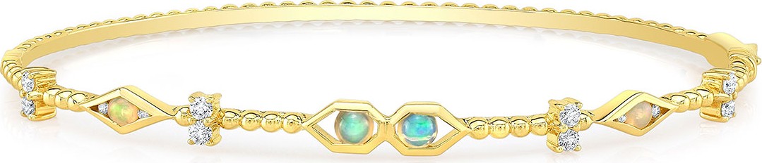 Ron Hami Bubble 14k Gold Diamond & Opal Bangle