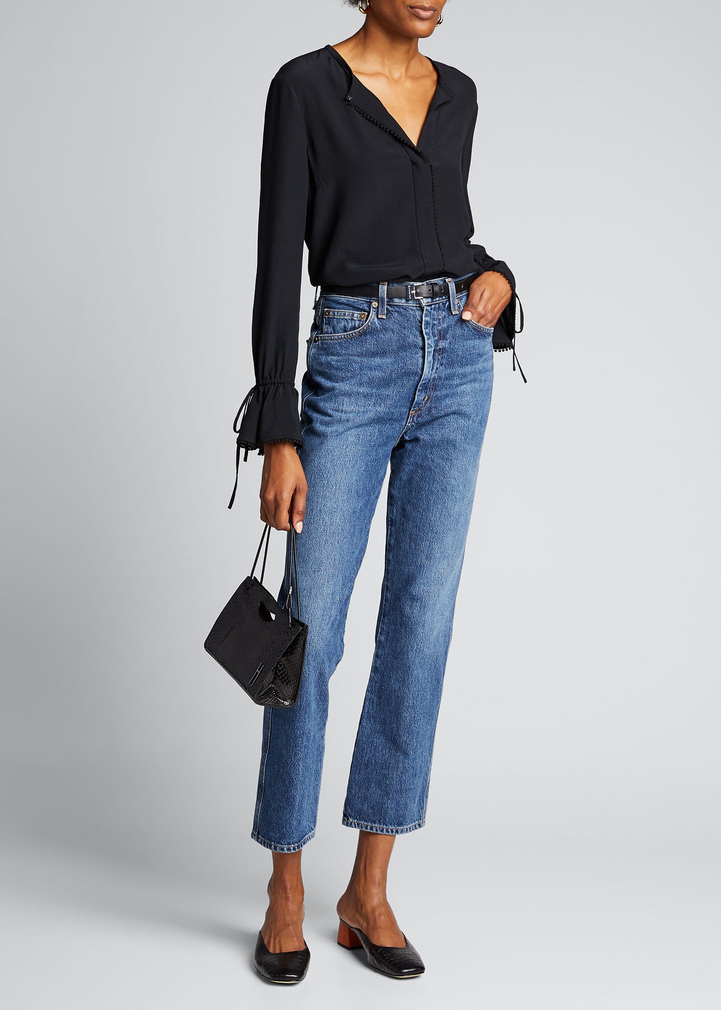 Derek Lam 10 Crosby Bell-Sleeve Button-Down Blouse