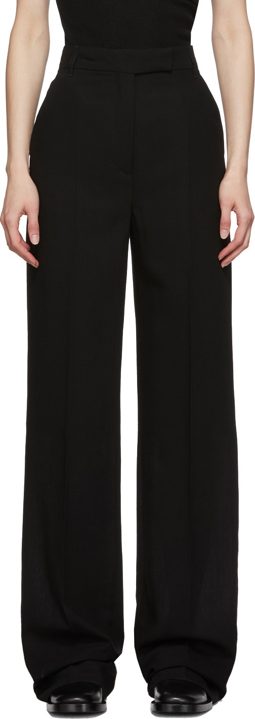 Ann Demeulemeester Black Wool Lightlaine Creased Trousers