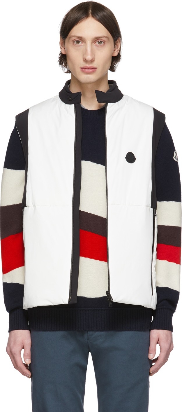 Moncler White & Black Down Chabod Vest