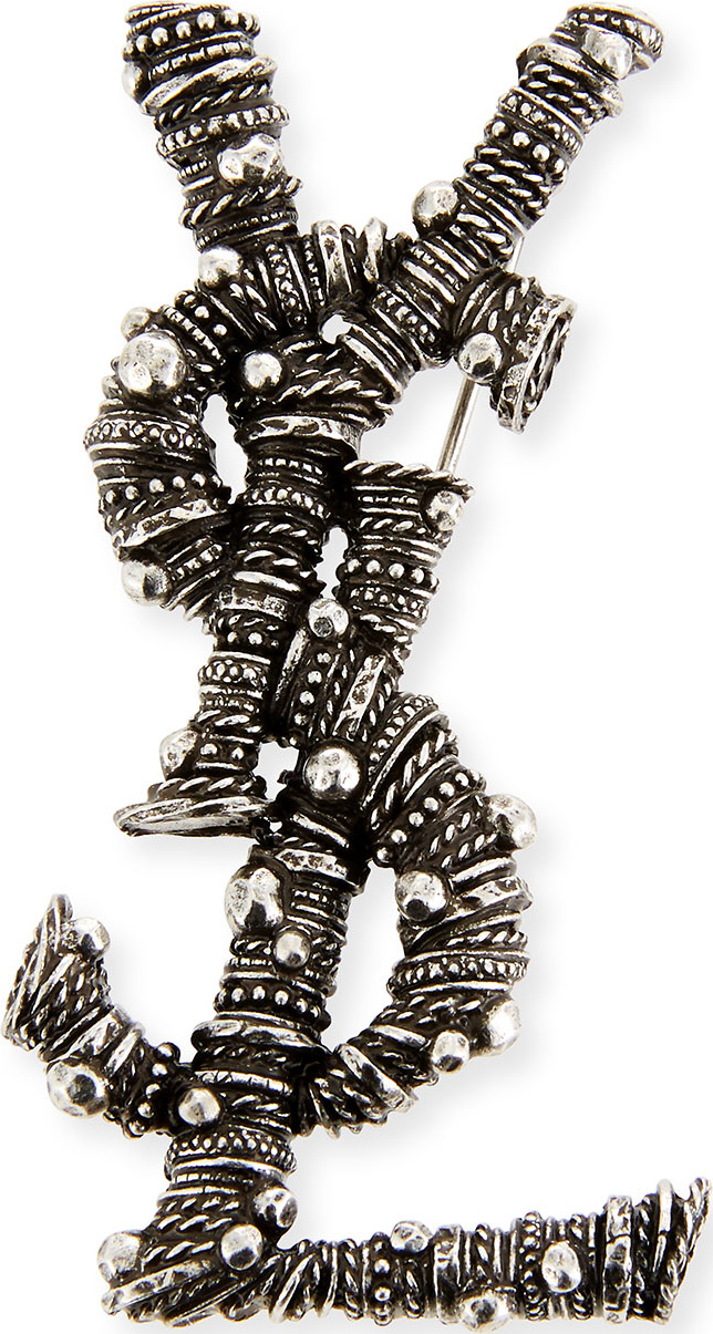 Saint Laurent Textured Logo Brooch
