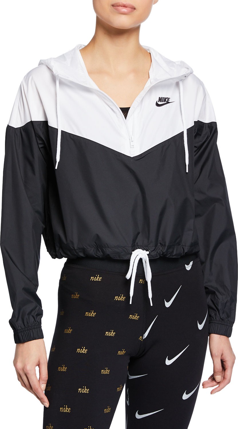 Nike Two-Tone Cropped Hooded Wind-Resistant Jacket