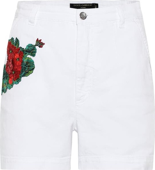 Dolce & Gabbana High-rise embroidered denim shorts