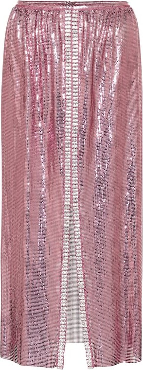 Paco Rabanne High-rise mesh midi skirt