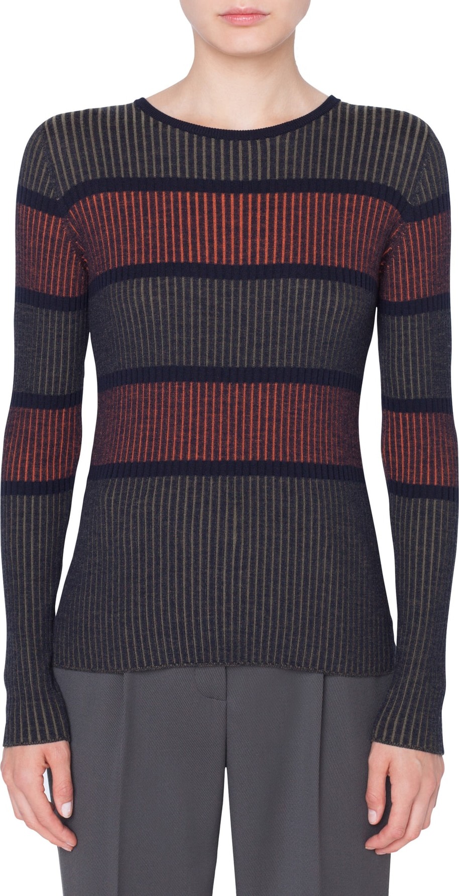 Akris Punto Stripe Merino Wool Pullover