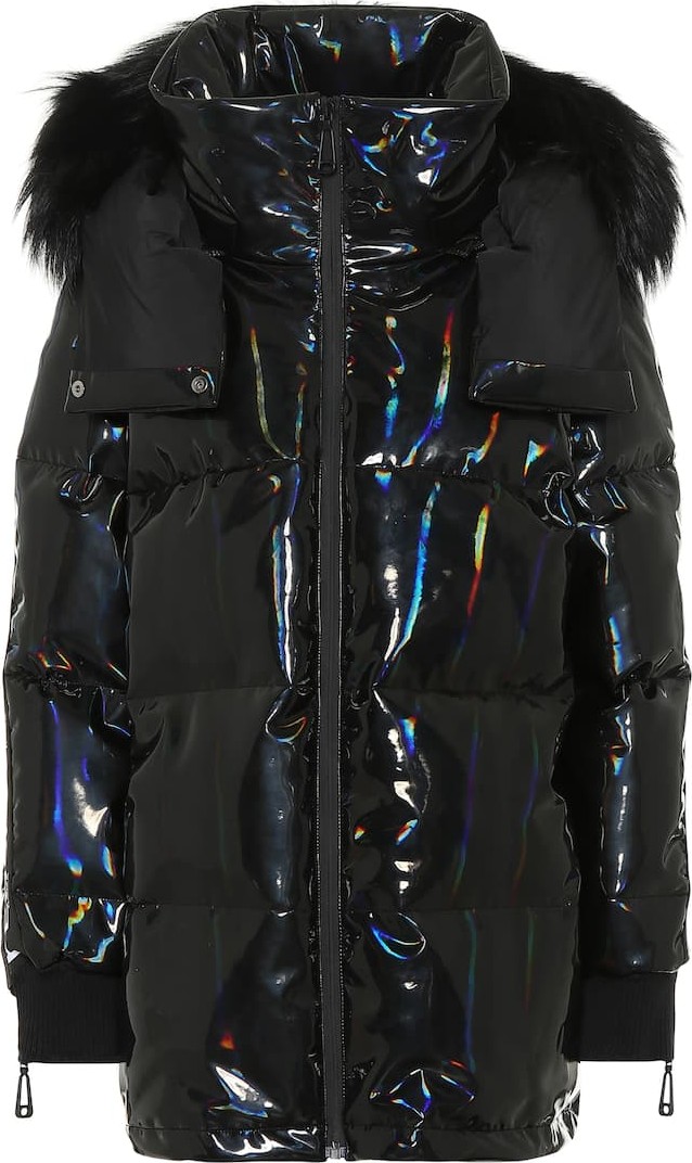 Fendi Holographic fur-trimmed down coat