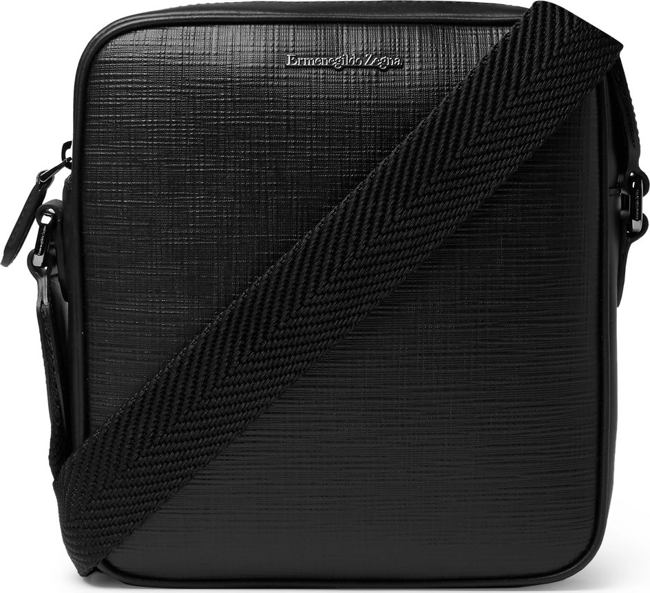 Ermenegildo Zegna Logo-Embellished Cross-Grain Leather Messenger Bag