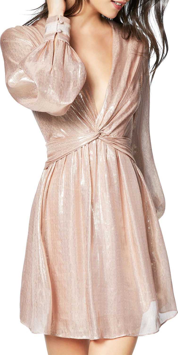 Ramy Brook Elsie Plunging Metallic Short Dress