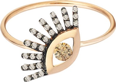 Kismet by Milka 14k Rose Gold Protect Me Evil Eye Diamond Ring