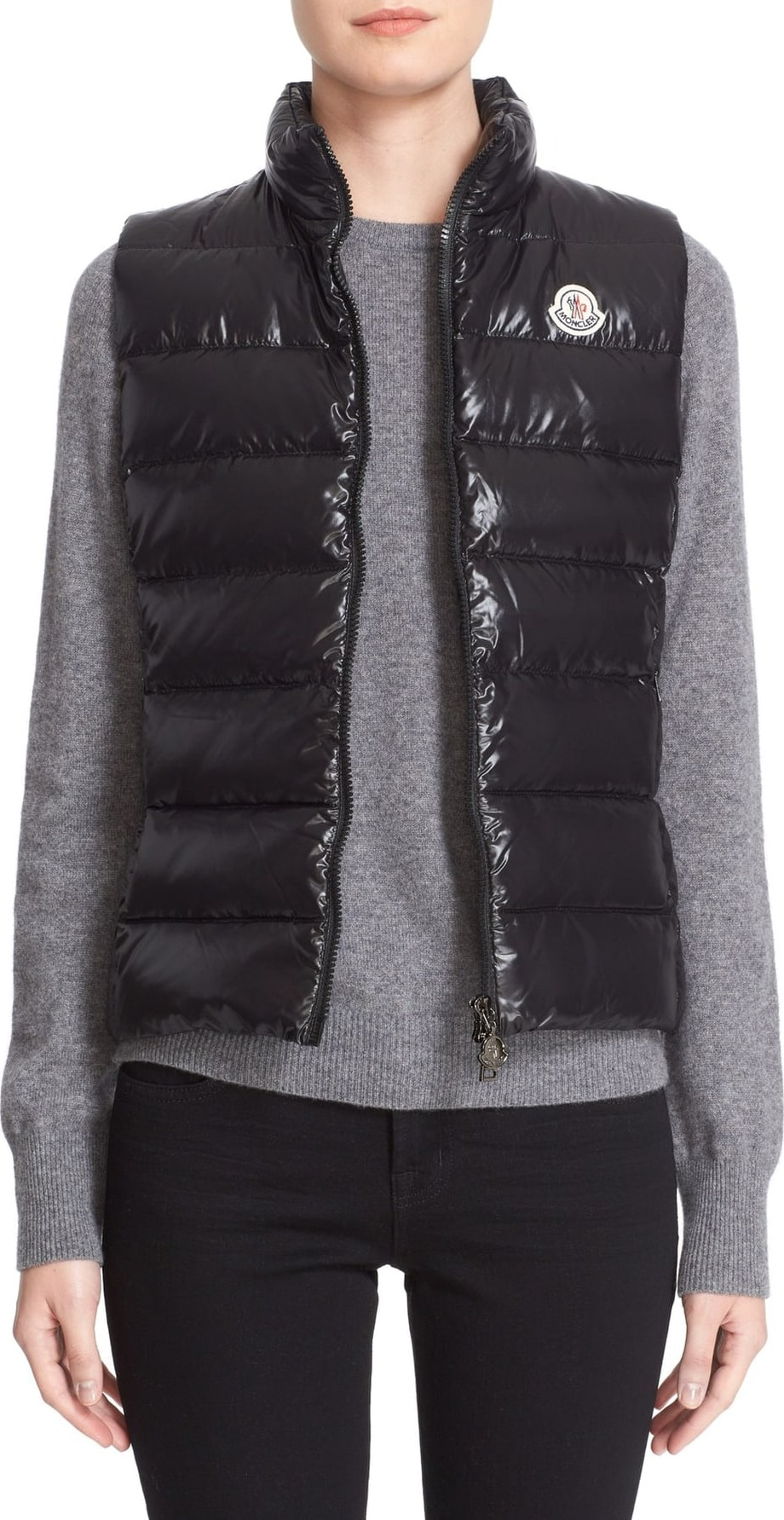 Moncler Ghany Water Resistant Shiny Nylon Down Puffer Vest